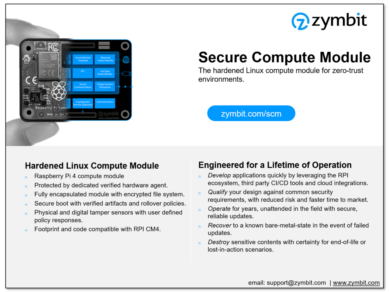 Zymbit SCM Secure Compute Module product brief